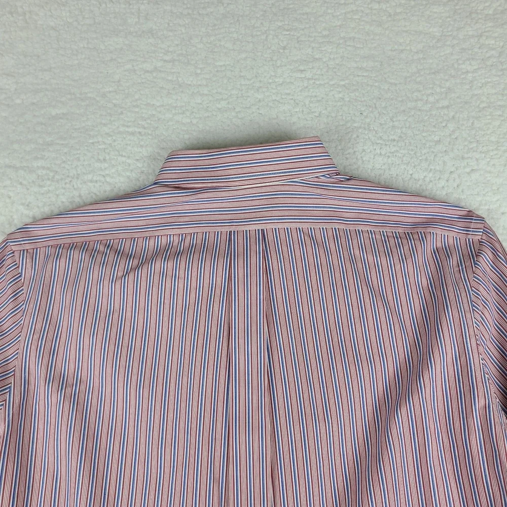 Banana Republic Dress Shirt Mens Large‎ Blue Red Non Iron Classic Fit Button Up